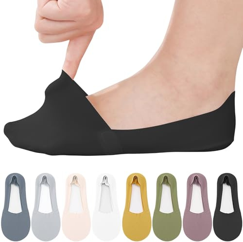 Zuimei 8 Pairs Ultra Low Cut Liner No Show Trainer Socks Womens, Ladies Non Slip Cotton Boat Sock for Flats Hidden Invisible Liners Boat Socks, Size 4-7
