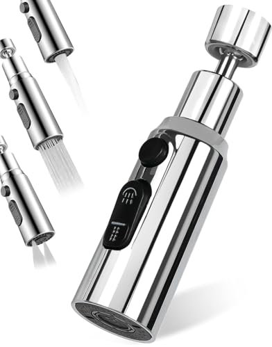 TPZORJX 1 pezzo rubinetto allegato con 360 gradi girevole 3 modalità rubinetto filtro gorgogliatore rubinetto tubo di estensione con funzione spray, cucina/bagno risparmio d'acqua (argento)