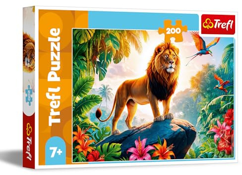 Trefl - Puzzle 200 Teile, Der König des Dschungels, Tierpuzzles,7+ | DIY, kreativer Spaß, klassisches Puzzle