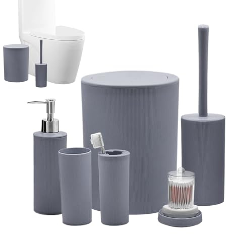 Accesorios para Conjuntos de Baño | Set de Dispensador de Jabón Loción y Cubo de Basura para Baño,7 Piezas Accesorios de Baño y Ducha Compactos para Hogar Viajes