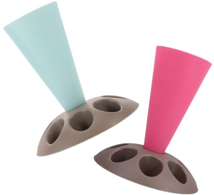 LABRIMP 2PCS Pastry Bag Stand Organizer with Slots Nozzle Holder for Baking Tools Plastic Icing Bag and Piping Tips Holder Detachable Base for Easy Cleaning Kitchen Countertop Storage Rack