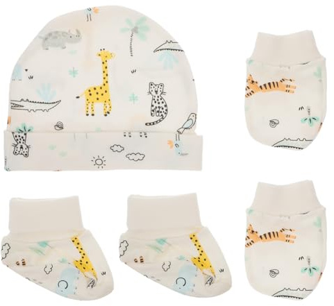 POPETPOP Ensemble Bébé 3 Pièces Anti-Griffure Et Couvre-Pieds Respirants Avec Chapeau Confortable Pour Nouveau-Né Protection Douce Et Chaleur Hivernale
