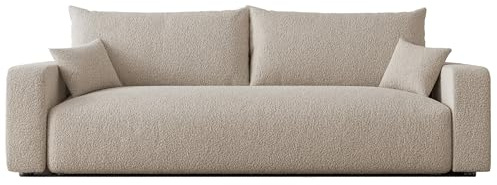 IDOHOME Schlafsofa mit Bettkasten 246x93 - Sofa Boucle - 3 Sitzer Sofa mit schlaffunktion - Couch mit Schlaffunktion - Wohnzimmer Couch - Schlafcouch