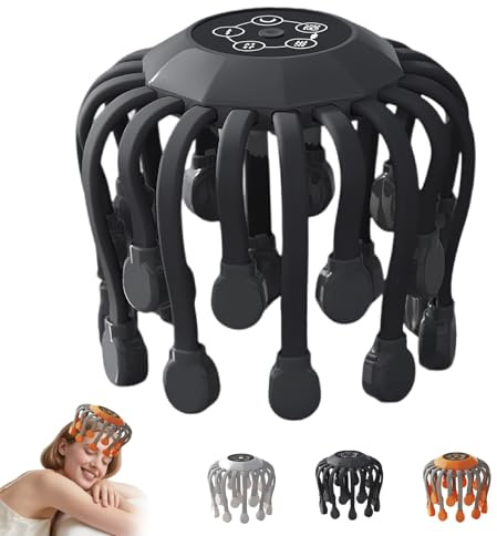 octorelax head massager,octorelax kopfmassage,Anti-Stress 360 Grad Elektrisches Kopfmassagegerät mit 5 Modi, 20 Massageköpfen,Timer, Tragbar Kopfmassage für Damen Herren-A