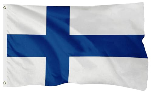 FSFLAG Bandiera finlandese da 1,2 x 1,8 m, bandiera nazionale della Finlandia realizzata in poliestere rinforzato 400D con 2 occhielli in ottone, resistente allo sbiadimento e resistente, per uso
