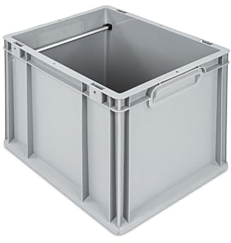PROREGAL Hängeregisterbox NextGen | HxBxT 32x30x40cm | 30 Liter | Griffe grau geschlossen | Grau | Eurobehälter, Transportbox, Transportbehälter, Stapelbehälter, Eurobox