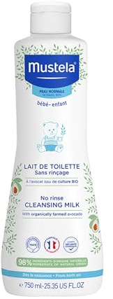 Mustela - Leche de baño para bebés sin aclarado – Cuidado limpiador e hidratante – 98% de ingredientes de origen natural – Alta tolerancia – Higiene suave del bebé para la cara y el asiento