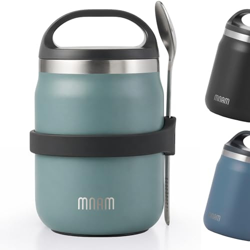 mnam termobehållare mat 700 ml Lunxgo – matlåda Thermo – termomatbehållare – isoleringsbehållare med sked – rostfritt stål varmhållningsbehållare för mat – termobox