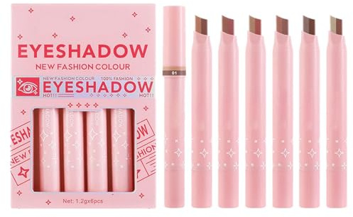 Juego de barras de sombra de ojos - 6 piezas de maquillaje de ojos en de doble color, 12 colores | Lápiz resaltador de sombra de para iluminar el maquillaje, cosmético mezclable de la