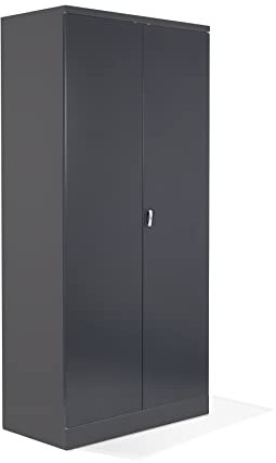 Schrank & Stuhl Aktenschrank Büroschrank Stahlschrank Flügeltürschrank mit 4 höhenverstellbaren Fachböden, 195x92x42 cm, Anthrazit