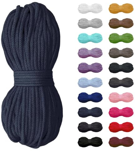 5m Baumwollkordel 5mm, Kordel, Schnur, Turnbeutel, 21 Farben (Dunkelblau)