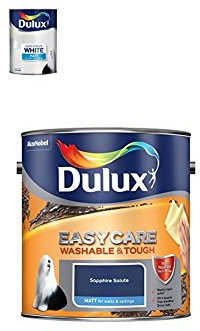 Dulux Matt Paint, 2.5 L (Pure Brilliant White) ) Easycare Washable and Tough Matt (Sapphire Salute)