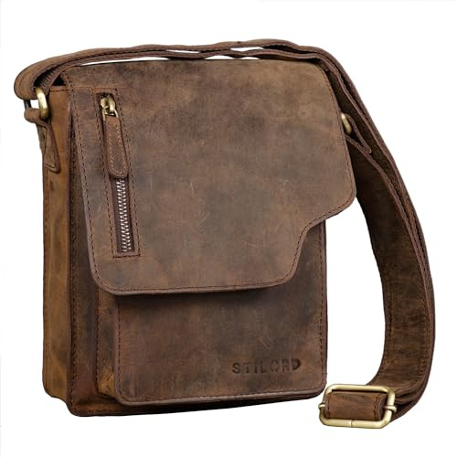 STILORD Pete Shoulder Bag Leather Small for Men Messenger Bag Cross-Body Vintage Design fit for 8,4 inch Tablets Bag Real Leather Colour:Colorado - Brown