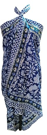 Rajbhoomi Pareo y pareo para mujer, 100% algodón, pareo y pareo, pareo transparente, pareo de pareo, vestido de natación con estampado de bloque de mano, Multi color, 182 cm X 114 cm OR 72*45 Inches