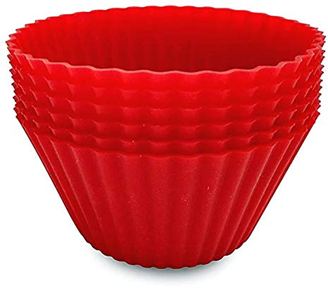 LoveLegis Tazas de Muffins de Silicona - Grandes - moldes para Magdalenas - cumpleaños - diámetro 9 cm - Alto 5 cm - Paquete de 5 Piezas - Color Rojo - Idea de Regalo de cumpleaños