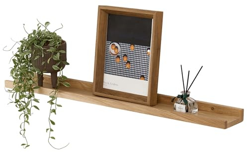Gieanoo Bilderleiste Holz, 40cm Eiche Regal Massiv Schweberegal Wandregal gewürzregal regalbrett Hängeregal Ideal für Wohnzimmer Schlafzimmer Badezimer