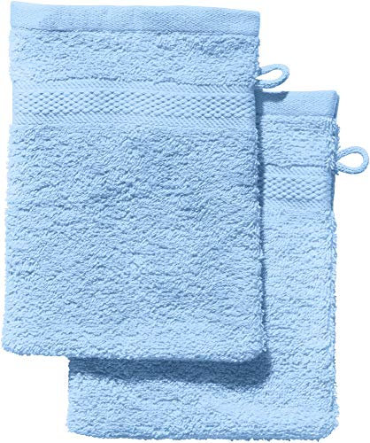 REDBEST Waschhandschuh 2er-Pack Chicago hellblau Größe 15x21 cm - saugstark, strapazierfähig, ideal für Reisen, Sport (weitere Farben)