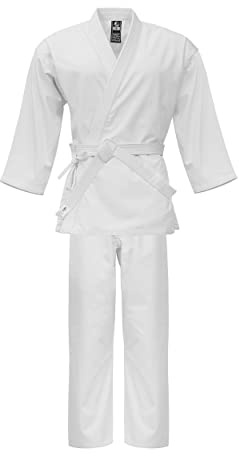 ULTIMATE FIGHT GEAR - Premium Heavy Weight Karate Uniform Gi - Kids Adults Unisex (White, 2)