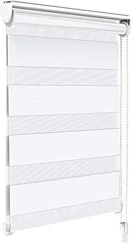 VOUNOT® Estores Enrollables de Doble Capa Noche y Día, Persianas Enrollables Interior para Ventana, Translúcido y Oscurecido, Color Blanco, 80 x 150 cm