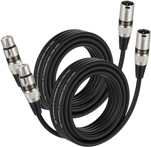 EBXYA XLR Microphone Cable 6m 2-Pack for Studio, Stage & DMX | Premium, 3-Pin Balanced, Male to Female, Shielded, Durable, Low-Noise