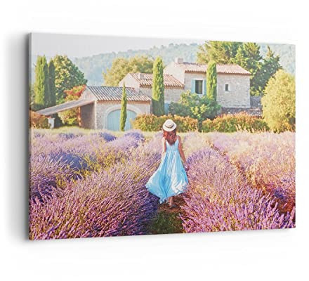 ARTTOR Bilder auf Leinwand 120x80cm Wandbild Botanik Landschaften - 4420 | Boho Heathers Frau Groß XXL Wanddekoration Wohnzimmer Schlafzimmer Küche Wanddeko Wand Kunstdruck Wandkunst Wall Decor ARTTOR