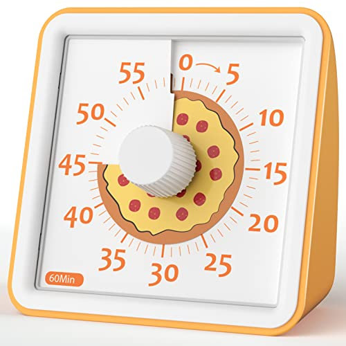 LIORQUE Visual Timer for Kids, 60 Minute Visual Countdown Timer for Classroom Teaching Cooking, Kids Time Management Tools with Silent Operation & Pizza Pattern Design
