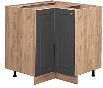 Vicco Eckunterschrank Fame-Line, Anthrazit-Gold/Goldkraft Eiche, 80.5 cm ohne Arbeitsplatte