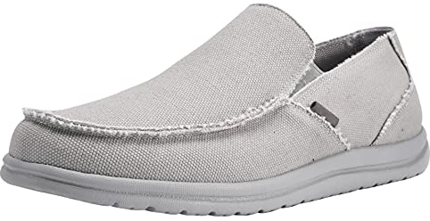 Canven Slip On Loafers for Men Canvas Shoes Deck Shoes Walking Lightweight Causal Slip-ons (Grey, EU 44/US 10)
