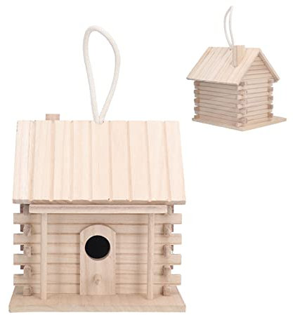 Nid d'oiseau en bois, cabane en rondins à suspendre pour oiseaux