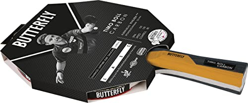 Butterfly Timo Boll Carbon Tischtennisschläger, rot/schwarz/gelb, 24,13 x 15,24 x 1,27 cm, 170 g