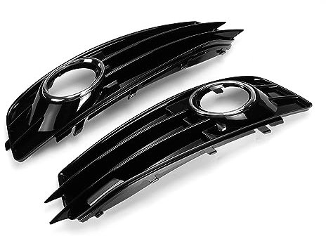 EVERETTE Chrom Silber/Schwarz Auto Front Nebel Licht Kühlergrill Abdeckung Nebel Lampe Kühlergrill Grill Fit for Audi A3 8P S-Line 2009-2012 8P0807682 8P0807681 (Color : Chrome Silver)