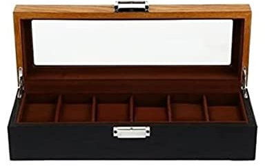 Uhrenkoffer Uhrenrolle Uhrenbox Uhrenschatulle Uhrenbox Mit 6 Fächern, Retro-Holzuhr, Uhrenbox, Uhrenbox, Uhrenaufbewahrung Uhrenetui Uhren Aufbewahrungsbox ( Color : B , Size : 12.38 X 4.32 X 3.14 in