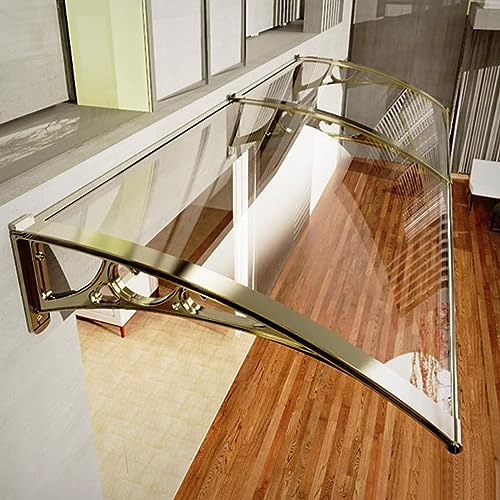 Pensilina Tettoia per Porta Anteriore,Tendalino per Finestra di Casa,Pensilina da Esterno in Policarbonato Trasparente,Staffe Curve in Alluminio,Tendalino per Portico per Patio (80x260cm/31x102)