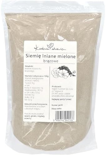 Graines de Lin Moulues 1 kg – Riche en Fibres, Protéines et Oméga-3 – Idéal pour Petit-Déjeuner, Boulangerie et Smoothies | KUCHNIA ZDROWIA