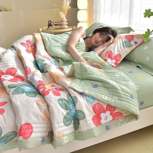 TEPPOIC Sommer Kühler Steppdecke Dünne Bettdecke Waschbar Soft-Komfort-Bettdecke, atmungsaktiv & wärmeausgleichend (L,150 * 200cm)
