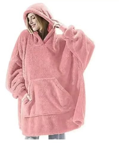 JMORCO Decke Mit ärmeln Winter Mit Kapuze Pullover Decke Frauen Übergroße Fleece Decke Mit Ärmeln Große Tasche Warme Dicke TV Hoodie Robe Paar(Style B-Pink)