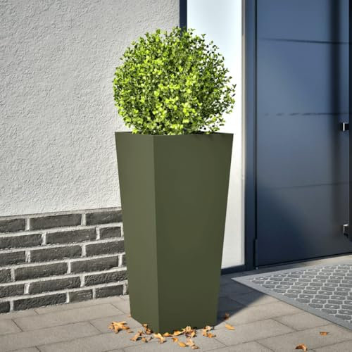 LAPOOH Pflanzkübel Olivgrün 35x35x75 cm Stahl, Blumentopf Gross, Blumenkasten Balkon, übertopf, Pflanzkasten, Flowerpot, Kräuterbeet Für Die Küche, Vertikalbeet - 851086
