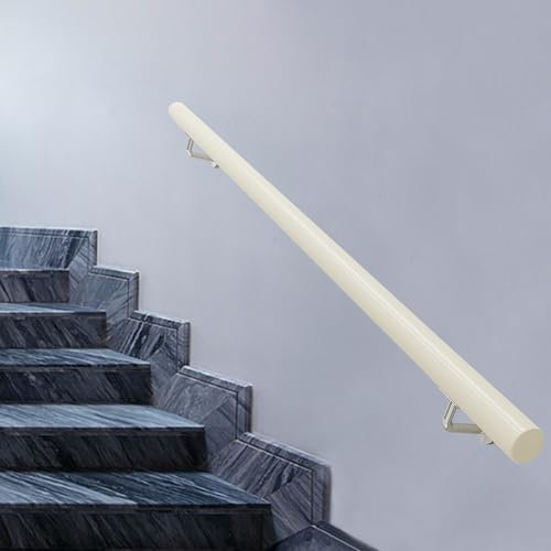 Pasamanos para escaleras para escalones exteriores o escaleras interiores, pasamanos de escalera de madera maciza de 30 cm a 450 cm para paredes, barandilla de escalera antideslizante - Blanco(360cm)