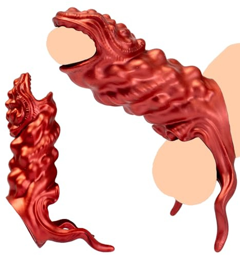 NAIXBTY Realistischer Monster Dildo Penis Sleeve Tier Dildos Silikon Drachen Penishülle mit Hodenring Erektionssteigerung Extender Penis Vergrößerung G-Punkt Extender Sex Spielzeug für Männer Gay Paar
