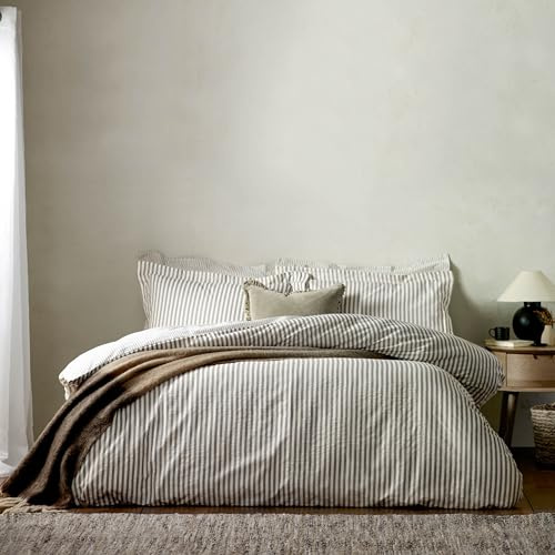 Yard Hebden 100% Cotton Stripe Duvet Cover Set (Mole, King)