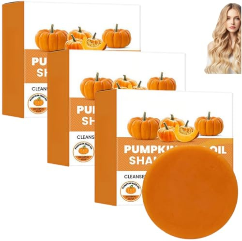 Sapone solido per la crescita dei capelli alla zucca, l'olio di semi di zucca favorisce la crescita dei capelli, sapone shampoo alla zucca e balsamo, adatto a tutti i tipi di capelli, nutre e rinforz