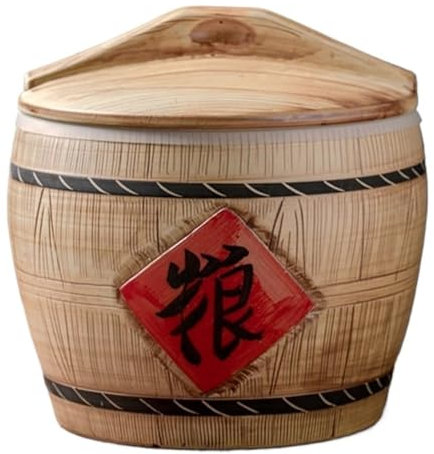 Boîte à riz chinoise rétro 15 kg Seau de stockage hermétique pour céréales, collations, bonbons, grains de café, distributeur de céréales