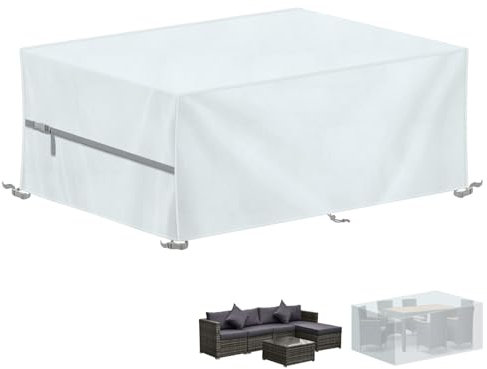 LAMUNI Telo Copertura Mobili da Giardino 420D Oxford, Impermeabile Anti-UV per Tavolo Esterno, 220x100x75cm