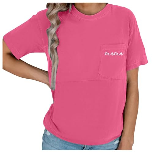 Stillop Damen Mama Stilloberteile Stillshirt für Frauen Baumwolle Still Tshirt Kurzarm Still-Top mit Reißverschluss Umstandsoberteile Schwangerschaftskleidung mit Tasche