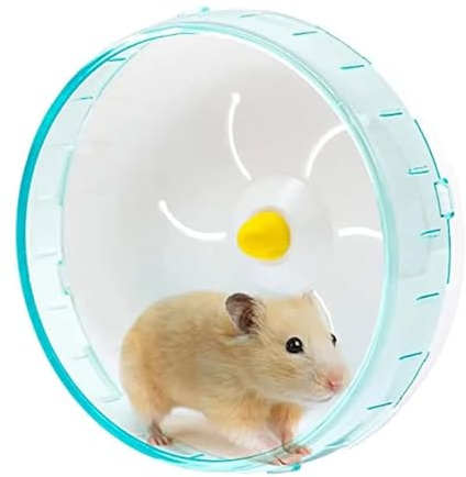 Roue de hamster silencieuse en plastique pour hamster, gerbilles, souris et autres petits animaux, bleu, 12 cm