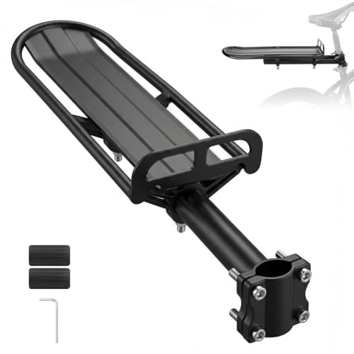 Gepäckträger Fahrrad Sattelstützen-Gepäckträger aus Aluminium, 34–50 cm verstellbar, 10 kg Tragkraft, für MTB Rennrad Pendler, ideal für Fahrradtasche Einkauf und tägliche Fahrten
