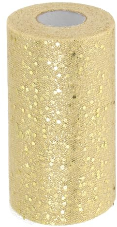 PATIKIL Tygrullar, 15 cm x 127 m tygspole tyll glittrande bandnät paljett för gör-det-själv tutukjolar hantverk bröllopsfest dekorationer, champagne guld