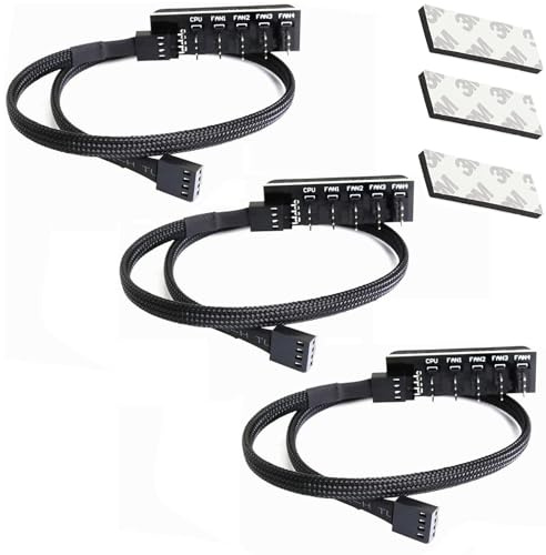 GERUI 3 Stück 4-Pin Lüfter Verteilerkabel, PWM-Lüfter-Hub (5 Wege-3) | 5-Port Lüfternabe und 4-Port Lüfternabe, für 12 V Desktop Computer-Kühler-Gehäuselüfter