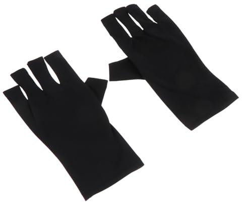 ELAYARD 2Pcs Uv Protection Gel Manicure Gloves, Breathable Polyester Fingerless Shield Gloves for Women Sun Protection