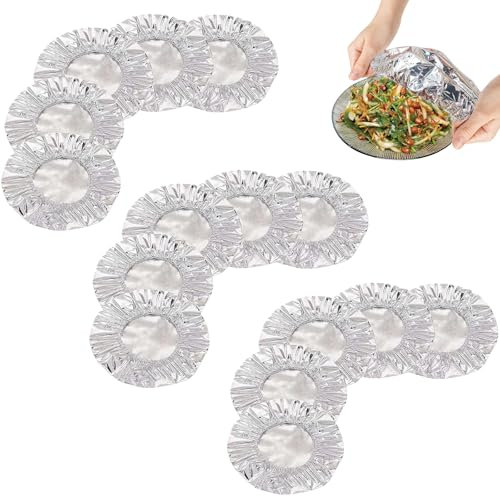 50PCS Food Covers,Reusable Elastic Bowl Covers,Aluminum Foil Film Insulation Cover,Food Storage Covers Lids, Aluminum Foil Food Covers,Aluminum Foil Microwave Lid Cover for Fruit Vegetable Meat